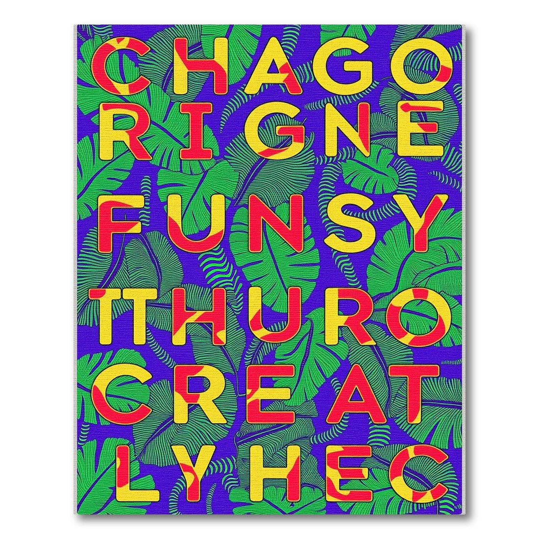 Bold Tropical Leaf Alphabet Rug