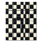 Modern Black and White 3D Grid Rug