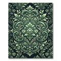 Emerald Green Damask Scrollwork Floral Rug