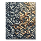Elegant Silver and Gold Ornate Scroll Rug