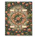 Coral Floral Rose Vine Medallion Rug