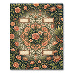 Coral Floral Rose Vine Medallion Rug