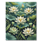 Ethereal White Lotus Pond Botanical Rug