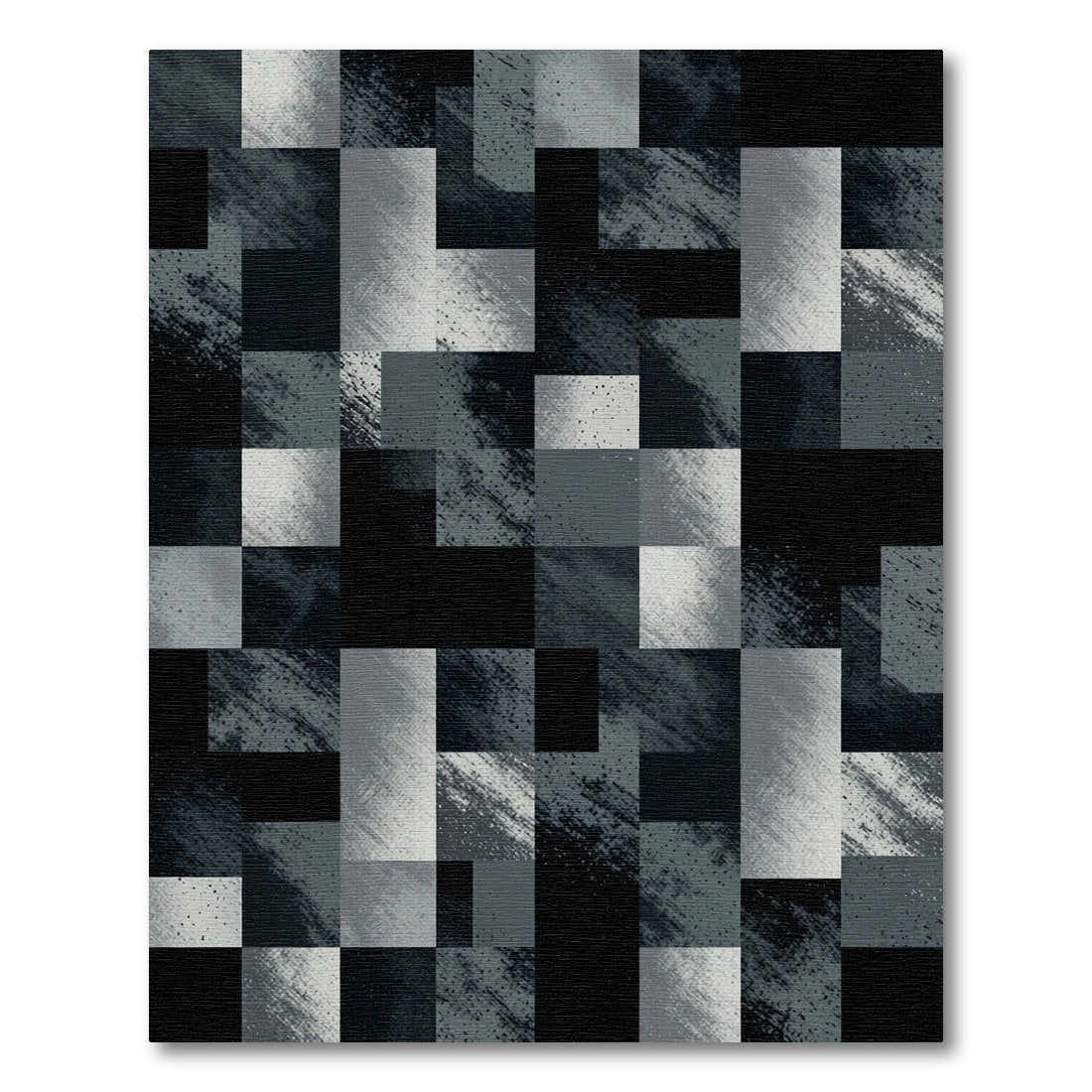 Monochromatic Textured Gray Geometric Block Rug