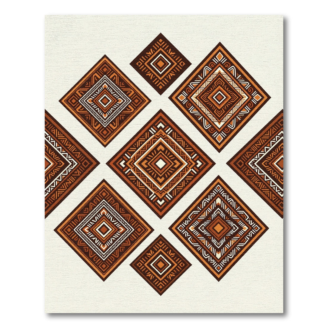 Earthy Ochre Geometric Tribal Diamond Array Rug