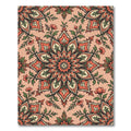 Coral And Green Floral Medallion Rug