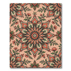 Coral And Green Floral Medallion Rug