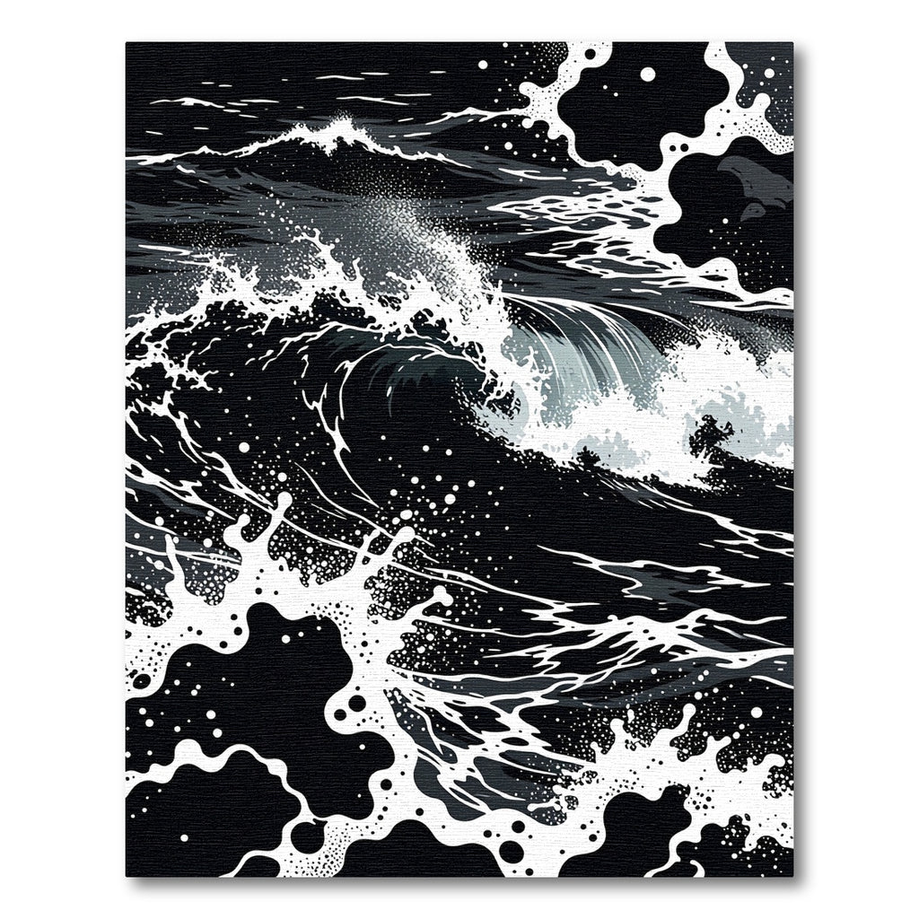 Dramatic Black White Ocean Waves Rug