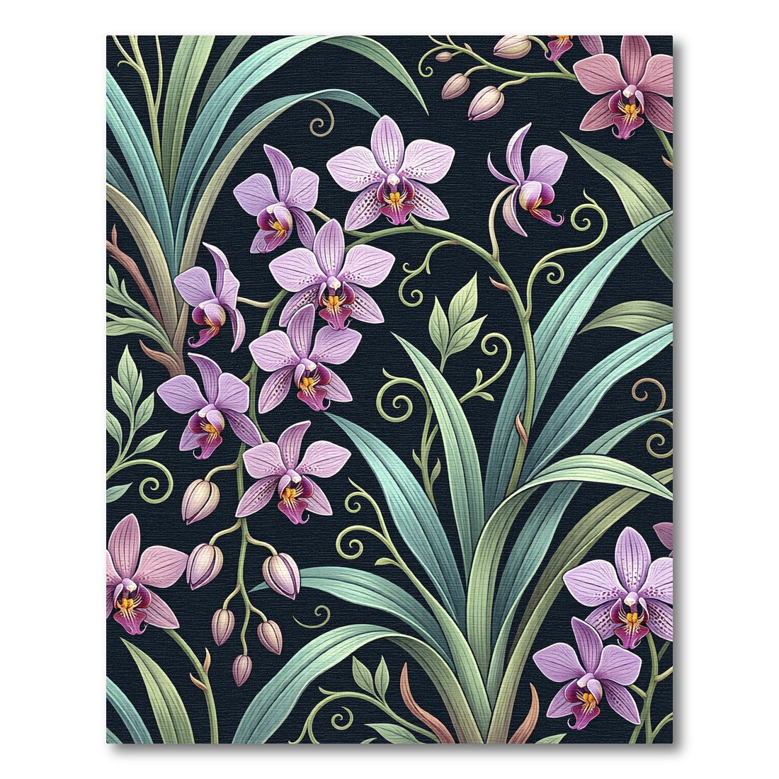 Elegant Lavender Orchid Botanical Art Rug