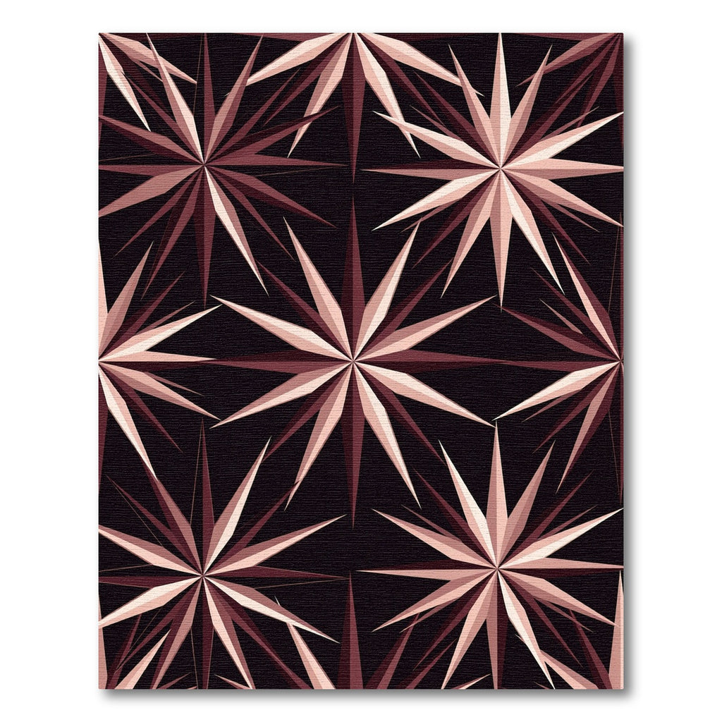 Crimson Sharp Starburst Geometric Composition Rug