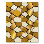 Modern Geometric Metallic Gold Ivory Tile Rug