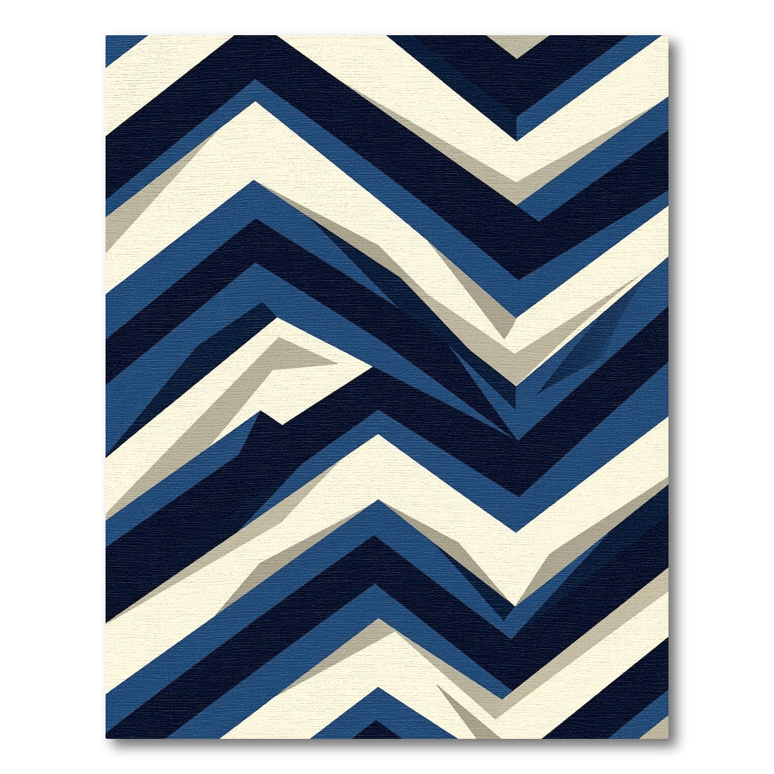 Navy Blue Zigzag Geometric Depth Rug