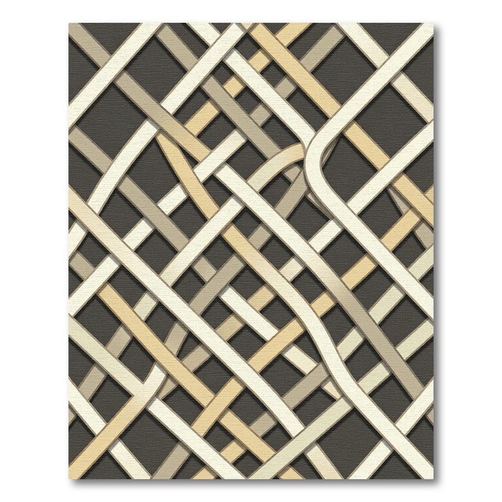 Neutral Interwoven Cream and Taupe Grid Rug