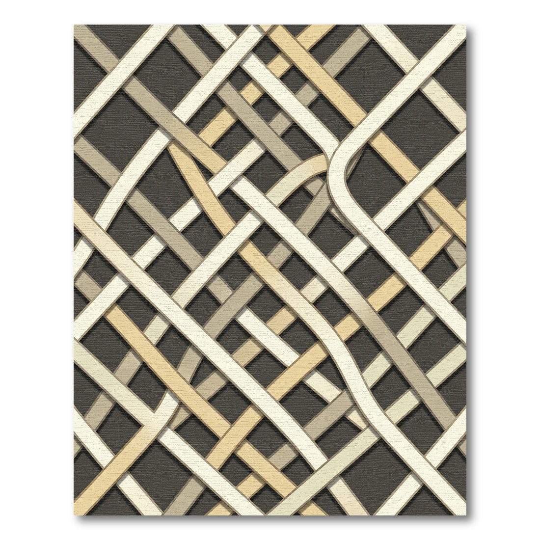 Neutral Interwoven Cream and Taupe Grid Rug
