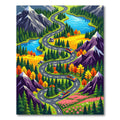 Scenic Winding Mountain Road Landscape Rug