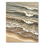 Modern Earthy Brown Abstract Ocean Wave Rug