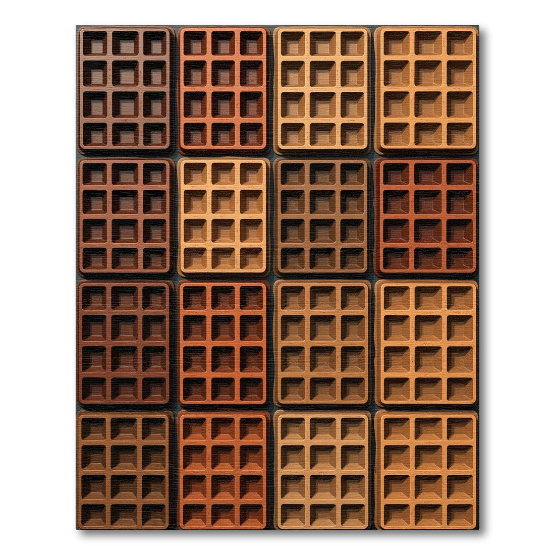 Shaded Brown Tonal Geometric Grid Rug