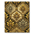 Elegant Golden Damask Leaf Scroll Rug