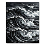 Monochromatic Dark Ocean Wave Art Rug