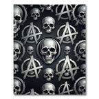 Silver Metallic Skull and Anarchy Symbol Rug