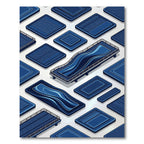 Modern Navy Abstract Fluid Wave Rug
