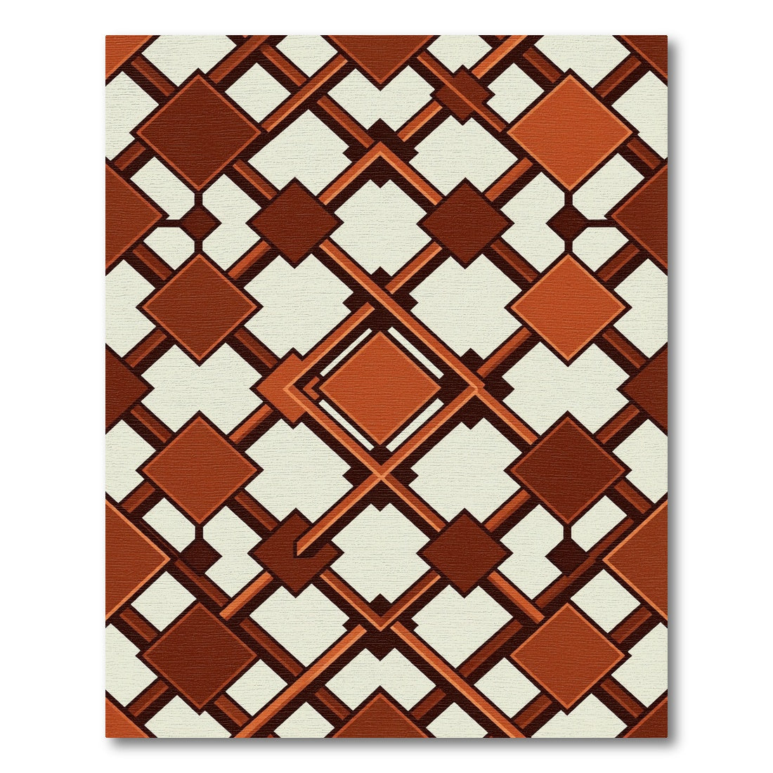 Geometric Interlocking Diamond Terracotta Rug