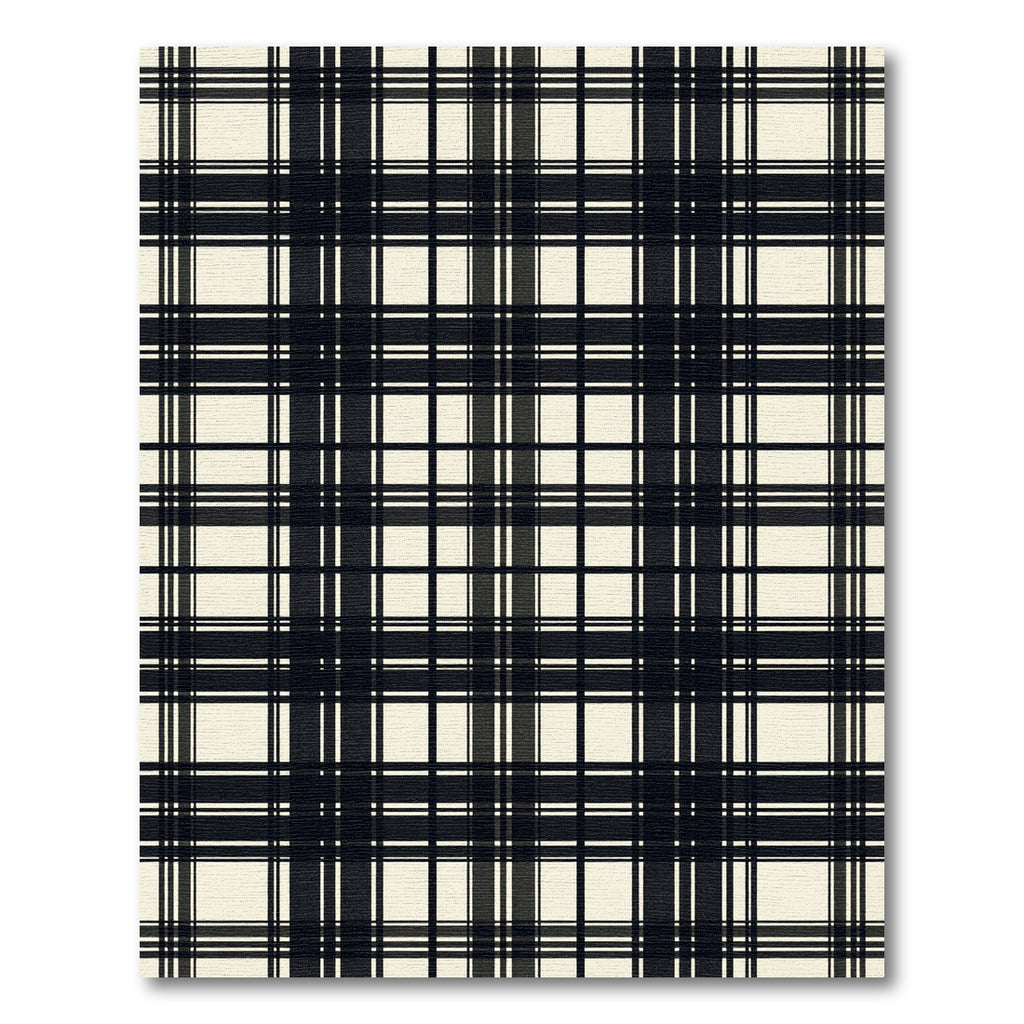 Minimalist Black and Cream Plaid Rug