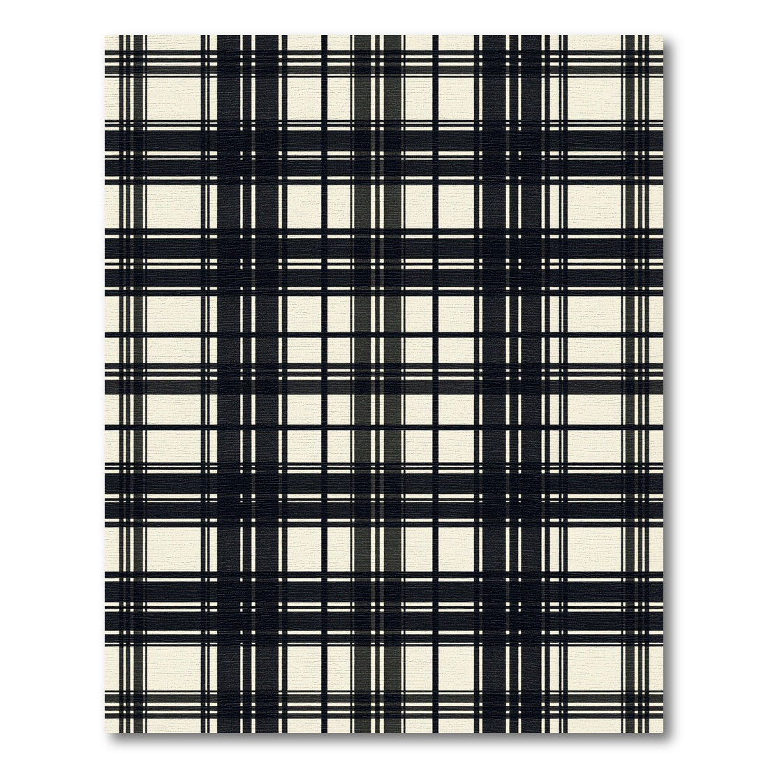 Minimalist Black and Cream Plaid Rug
