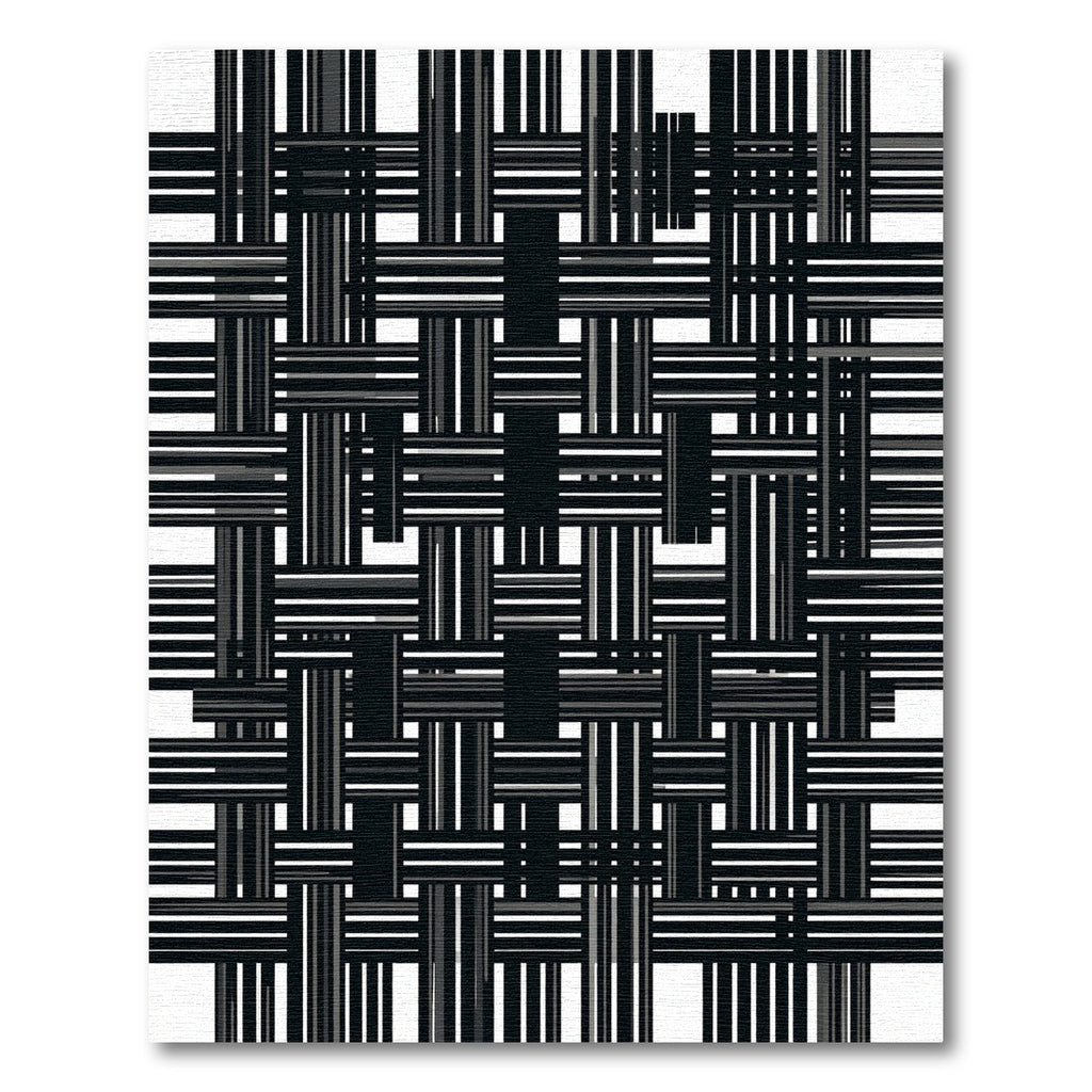 Monochromatic Interwoven Stripe Grid Rug