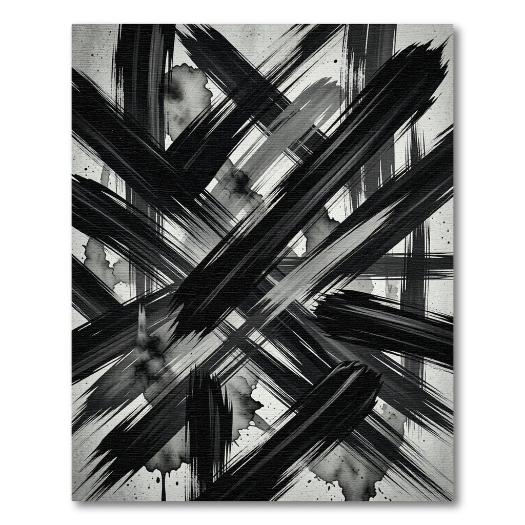 Monochrome Abstract Ink Stroke Rug