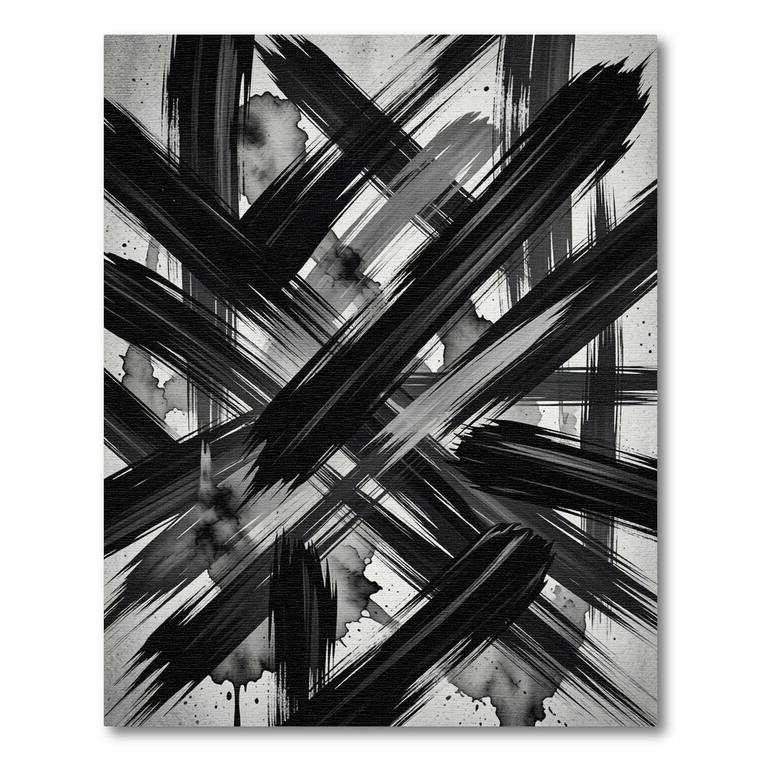 Monochrome Abstract Ink Stroke Rug