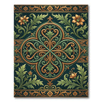 Elegant Ornate Emerald Gold Floral Medallion Rug