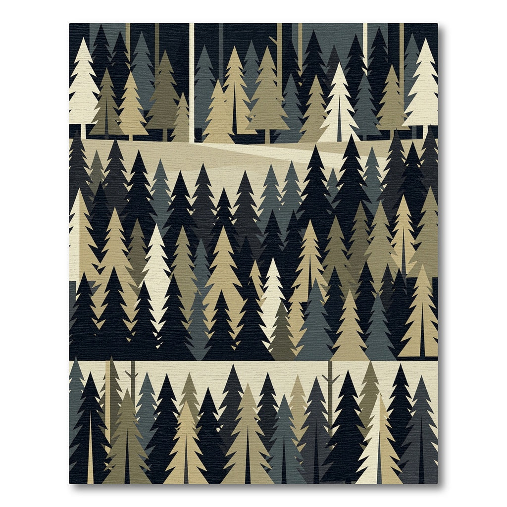 Minimalist Forest Pine Woodland Landscape Rug