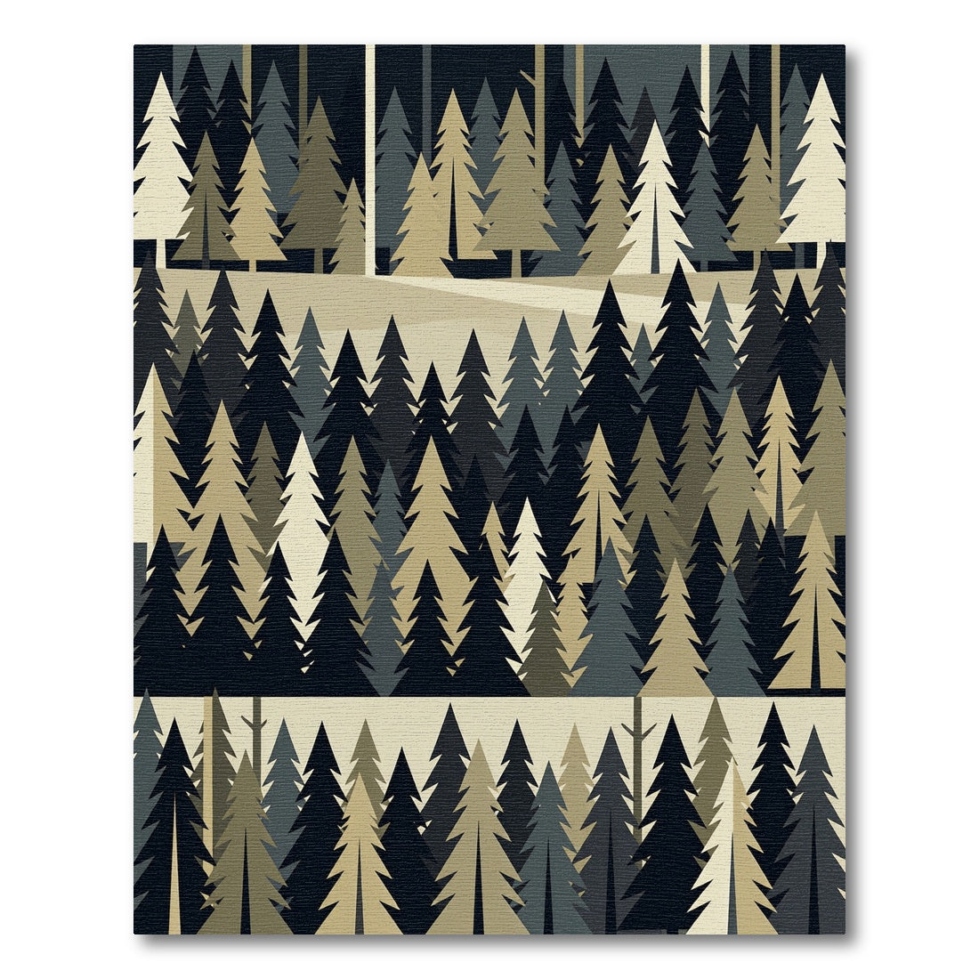 Minimalist Forest Pine Woodland Landscape Rug