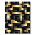 Gold Black Geometric Labyrinth Rug