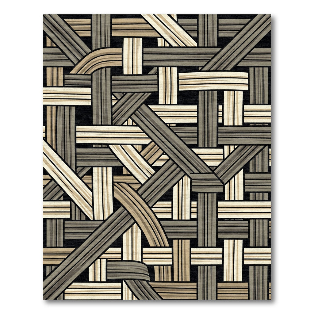 Woven Tan Gray Interlocking Bands Rug