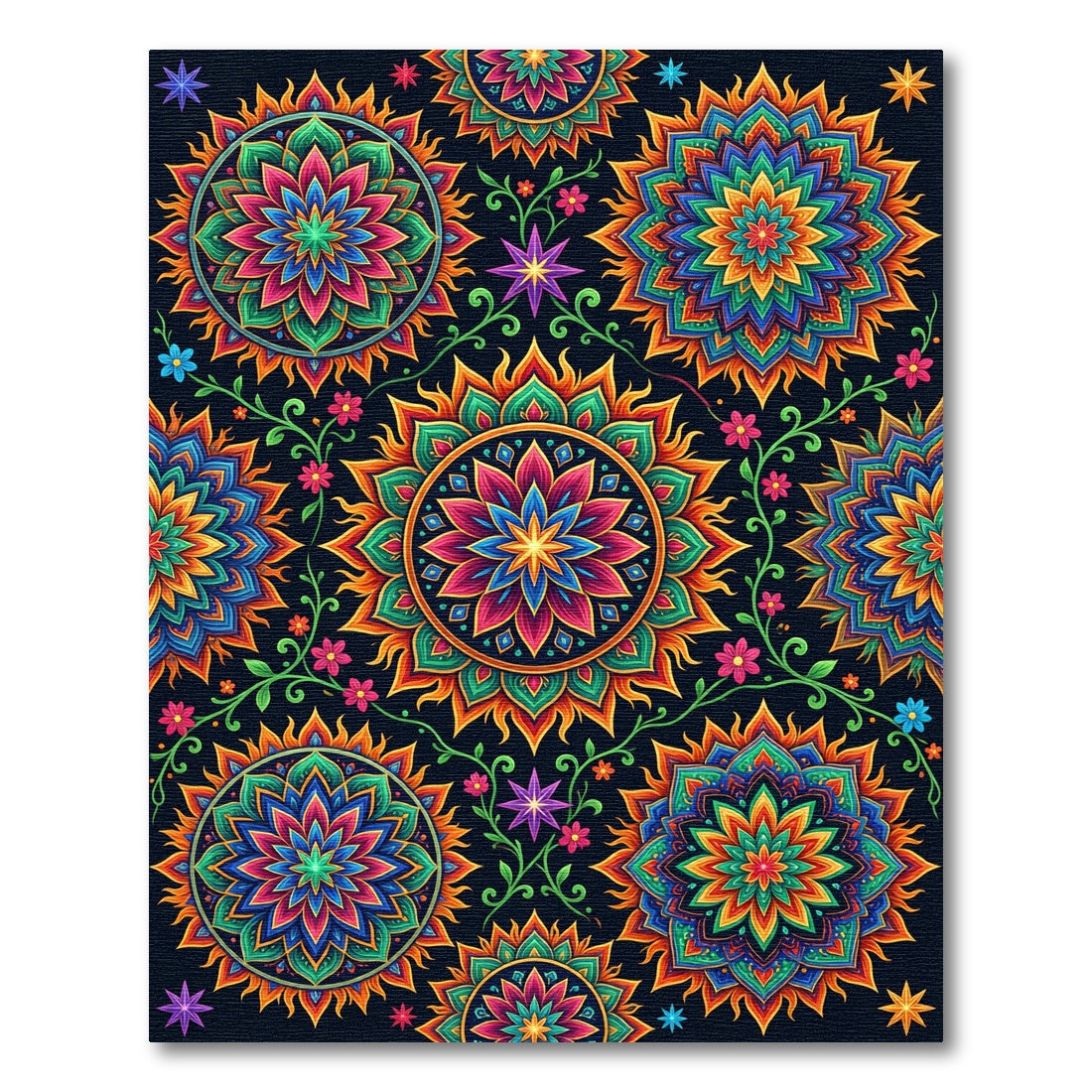 Vibrant Mandala Sunburst Floral Rug