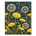 Golden Dandelion Garden on Midnight Blue Rug