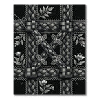 Ornate Black Silver Braided Floral Rug