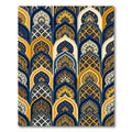 Ornate Golden Arched Midnight Indigo Mosaic Rug