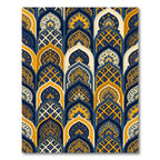 Ornate Golden Arched Midnight Indigo Mosaic Rug