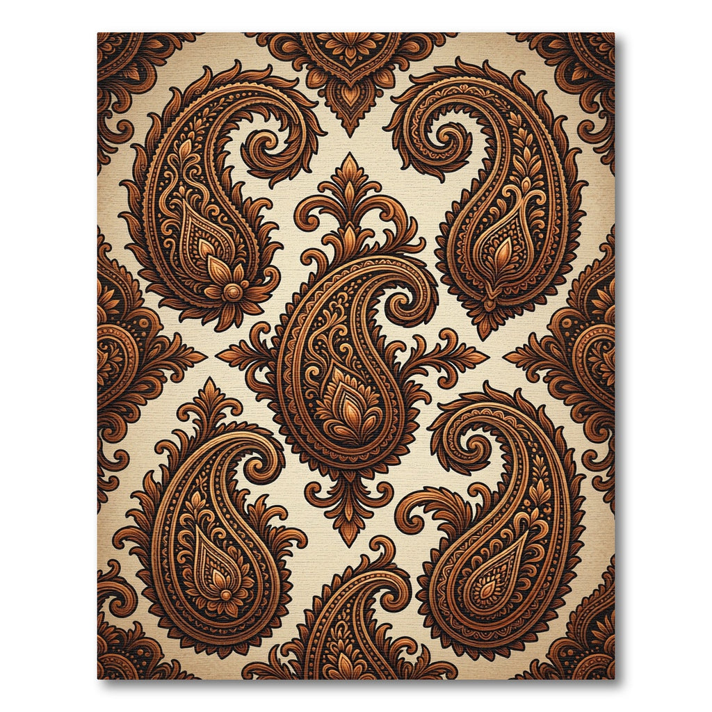 Rich Gold Paisley Floral Swirl Rug