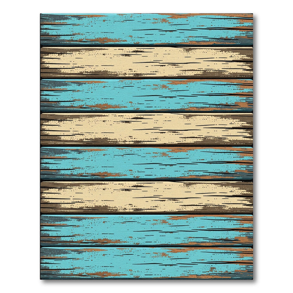 Distressed Coastal Blue Wood Plank Rug