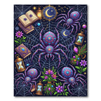 Mystical Purple Mandala Spider Web Art Rug