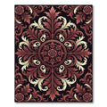 Crimson Rose Scrollwork Ornamental Rug