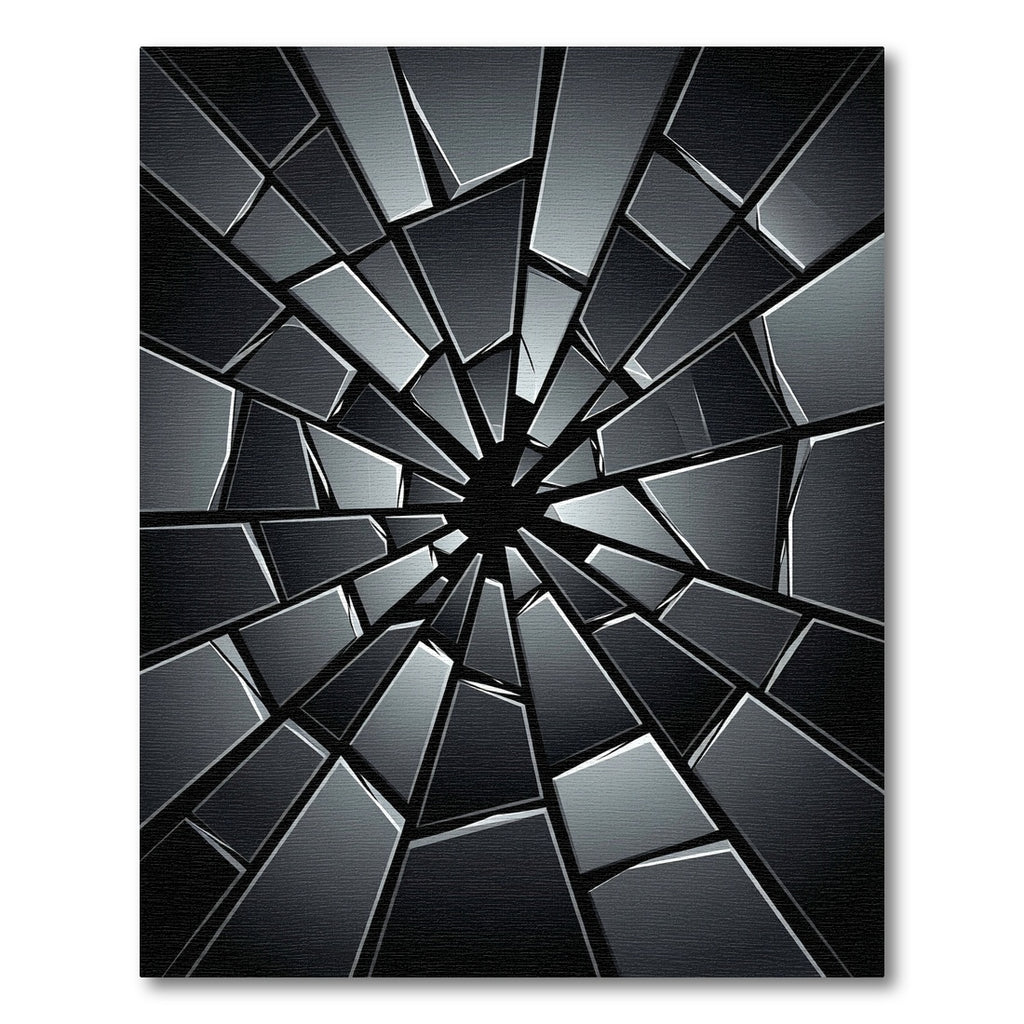 Monochromatic Abstract Fractured Glass Geometric Rug