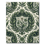 Sage Green Botanical Lily Damask Rug