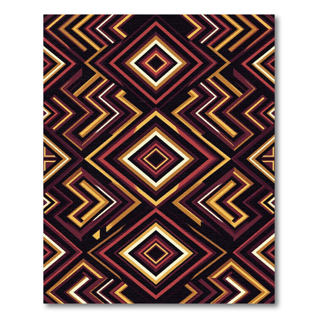 Bold Geometric Diamond Burgundy Gold Rug