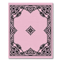 Pink Black Ornate Floral Frame Rug