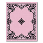 Pink Black Ornate Floral Frame Rug